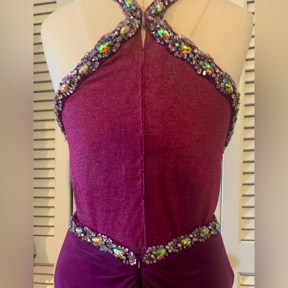 Tony Bowls Evening Gown Magenta with Rhinestones Size 4 - Picture 7 of 13